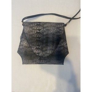 Influences Purse Handbag Clutch Black Leaf Design